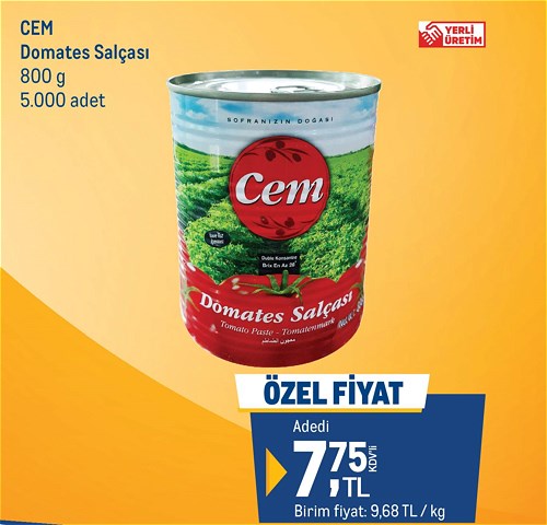 Cem Domates Salçası 800 g image