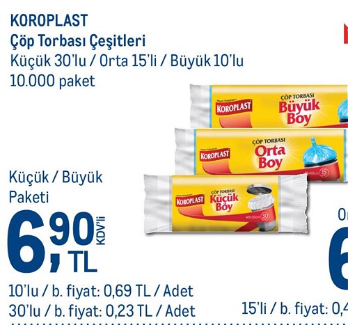 Koroplast Çöp Torbası Çeşitleri Küçük 30'lu/Büyük 10'lu image