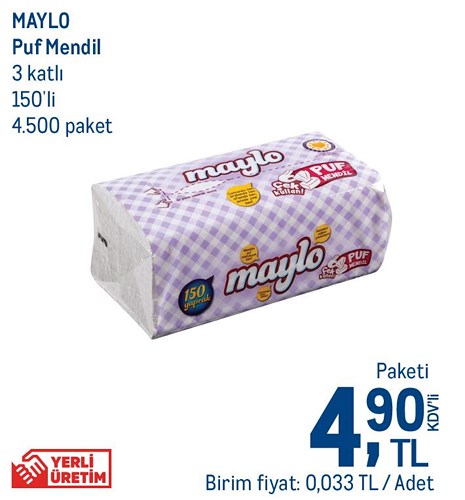 Maylo Puf Mendil 3 Katlı 150'li image