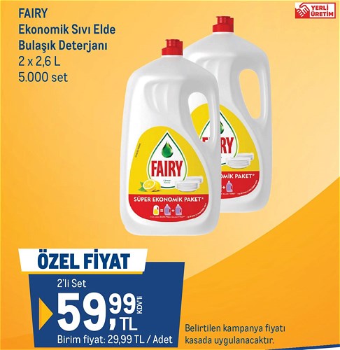 Fairy Ekonomik Sıvı Elde Bulaşık Deterjanı 2x2.6 L image