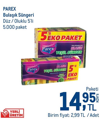 Parex Bulaşık Süngeri Düz/Oluklu 5'li image