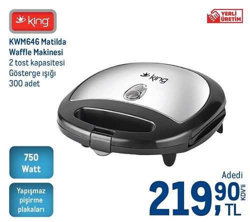 King KWM646 Matilda Waffle Makinesi 750 W image