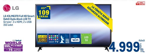 LG 43LM6370 Full HD Smart Dahili Uydu Alıcılı Led Tv image