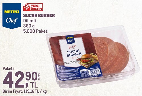 Metro Chef Sucuk Burger Dilimli 360 g image