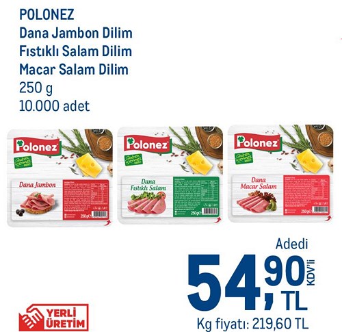 Polonez Dana Jambon/Fıstıklı Salam/Macar Salam Dilim 250 g image