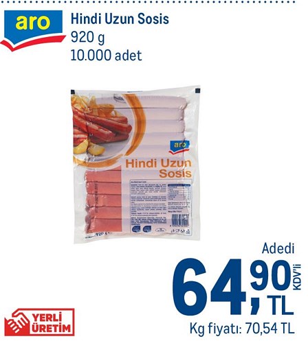 Aro Hindi Uzun Sosis 920 g image