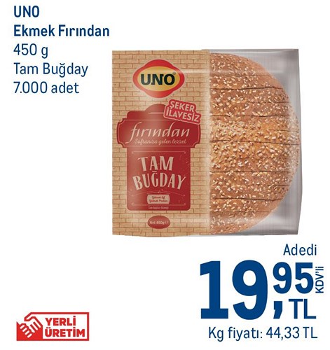 Uno Ekmek Fırından 450 g Tam Buğday image