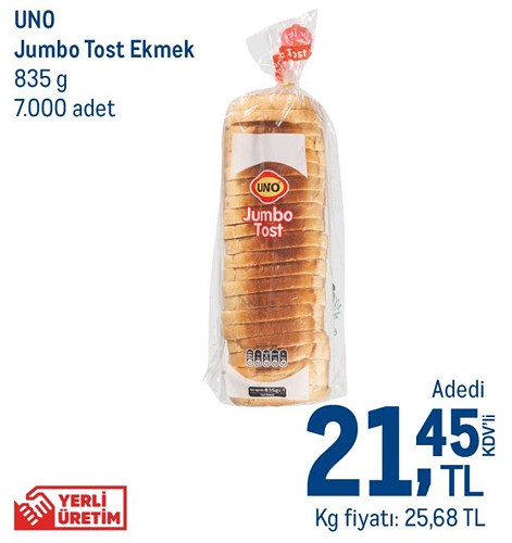 Uno Jumbo Tost Ekmek 835 g image