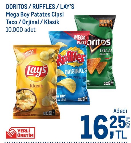 Doritos/Ruffles/Lays Mega Boy Patates Cipsi Taco/Orijinal/Klasik  image