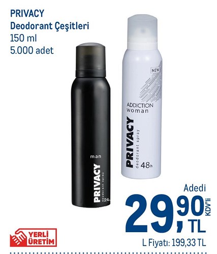 Privacy Deodorant Çeşitleri 150 ml image