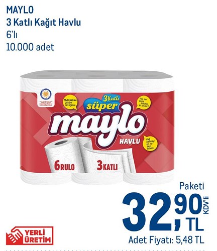 Maylo 3 Katlı Kağıt Havlu 6'lı image