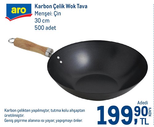 Aro Karbon Çelik Wok Tava 30 cm image