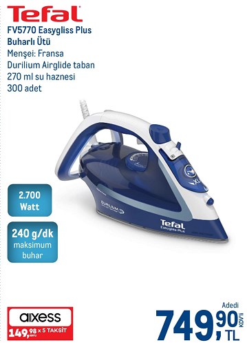 Tefal FV5770 Easygliss Plus Buharlı Ütü 2700 W image