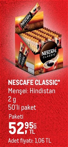 Nescafe Classic 2 g 50'li Paket image