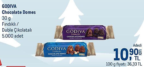 Godiva Chocolate Domes Fındıklı /Duble Çikolatalı 30 g image