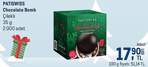 Patiswiss Chocolate Bomb Çilekli 35 g image