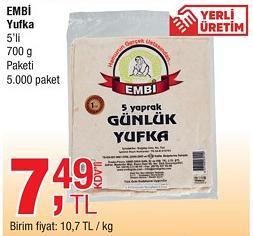 Embi Yufka 5'li 700 g image