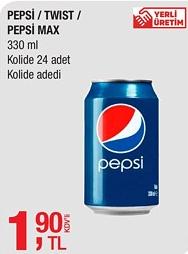 Pepsi / Twist / Pepsi Max 330 ml Kolide 24 Adet Adedi image