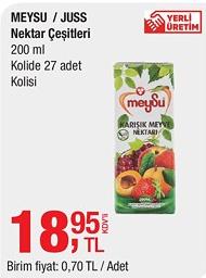 Meysu / Juss Nektar Çeşitleri 200 ml Kolide 27 Adet Kolisi image