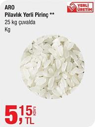 Aro Pilavlık Yerli Pirinç 25 kg Çuvalda Kg image