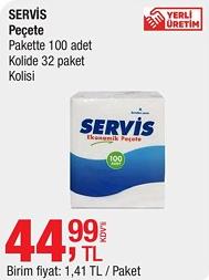 Servis Peçete Pakette 100 Adet Kolide 32 Paket Kolisi image