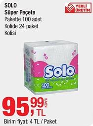 Solo Süper Peçete Pakette 100 Adet Kolide 24 Paket Kolisi image