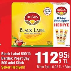 Doğuş Black Label 500'lü Bardak Poşet Çay 500 Adet Stick Şeker Hediyeli image