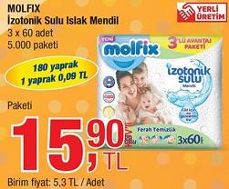 Molfix İzotonik Sulu Islak Mendil 3 x 60 Adet image