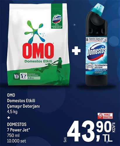 Omo Domestos Etkili Çamaşır Deterjanı 4,5 kg+Domestos 7 Power Jet 750 ml image