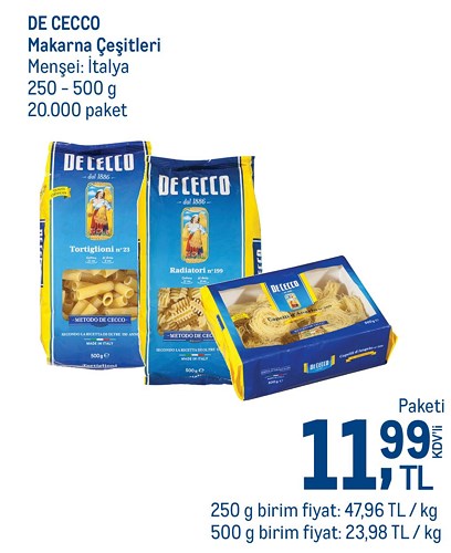 De Cecco Makarna Çeşitleri 250-500 g image