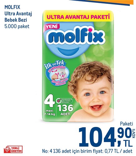 Molfix Ultra Avantaj Bebek Bezi No:4 136'lı image