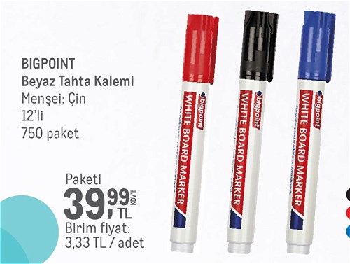 Bigpoint Beyaz Tahta Kalemi 12'li image