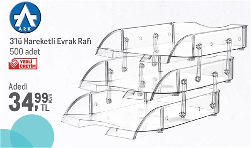 Ark 3'lü Hareketli Evrak Rafı image