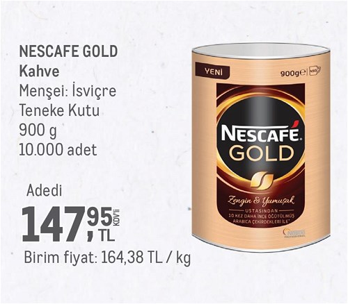 Nescafe Gold Kahve Teneke Kutu 900 g image