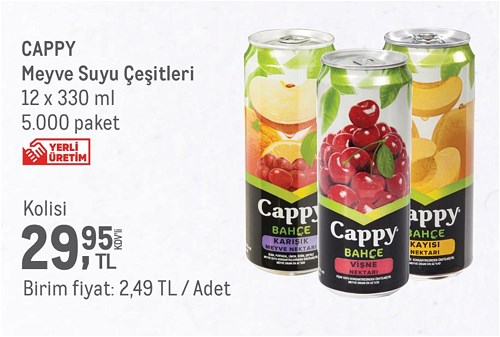 Cappy Bahce Karisik Meyve Nektari Karton Kutu 1 L Migros