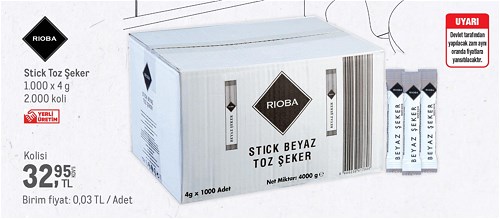 Rioba Stick Toz Şeker 1000x4 g image