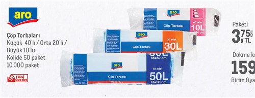 Aro Çöp Torbaları Kolide 50 Paket image