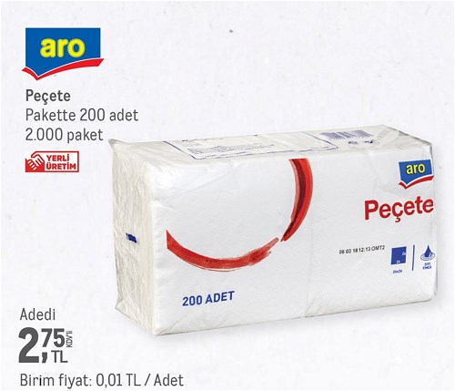 Aro Peçete Pakette 200 Adet image