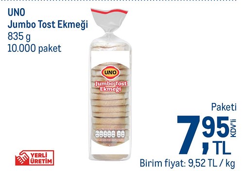 Uno Jumbo Tost Ekmeği 835 g image