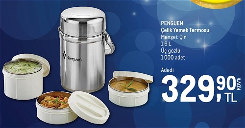 Penguen Çelik Yemek Termosu 1,6 l 3 Gözlü image