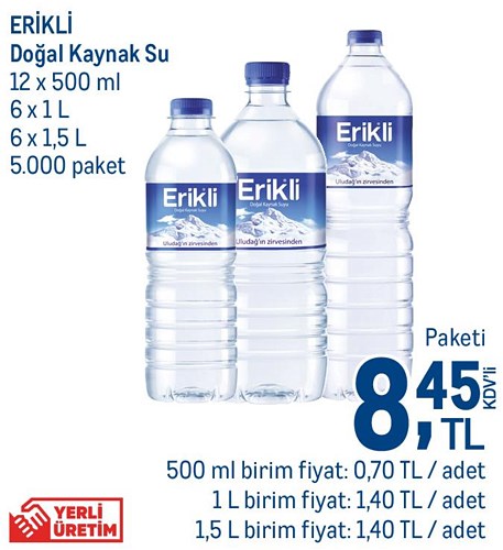 Erikli Doğal Kaynak Su 12x500 ml/6x1 l/6x1,5 l image