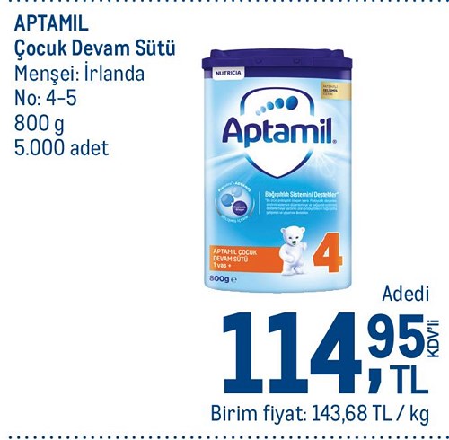 Aptamil Çocuk Devam Sütü No:4-5 800 g image