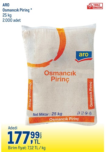 Aro Osmancık Pirinç 25 kg image