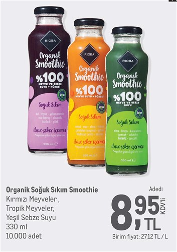 Rioba Organik Soğuk Sıkım Smoothie 330 ml image