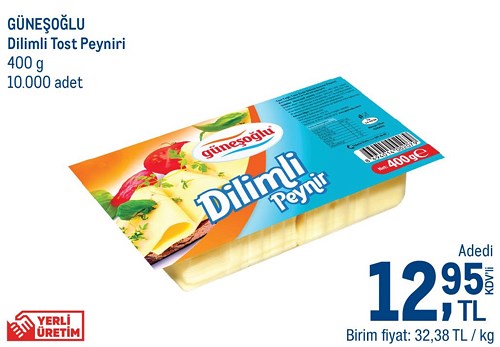 Güneşoğlu Dilimli Tost Peyniri 400 g image