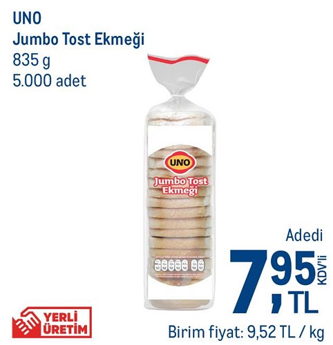 Uno Jumbo Tost Ekmeği 835 g image