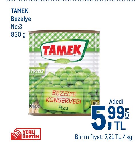 Tamek Bezelye No:3 830 g image