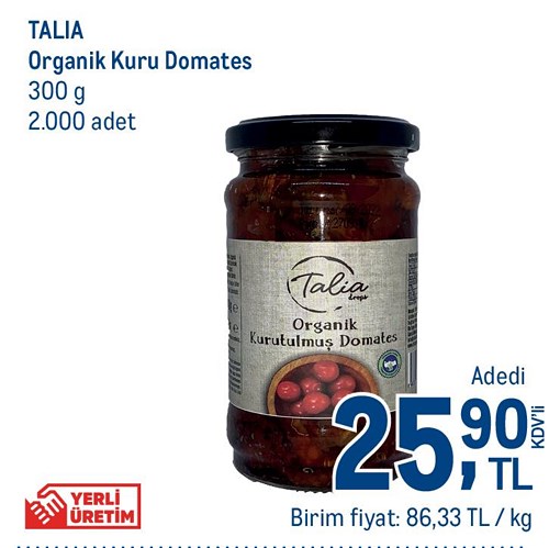 Talia Organik Kuru Domates 300 g image