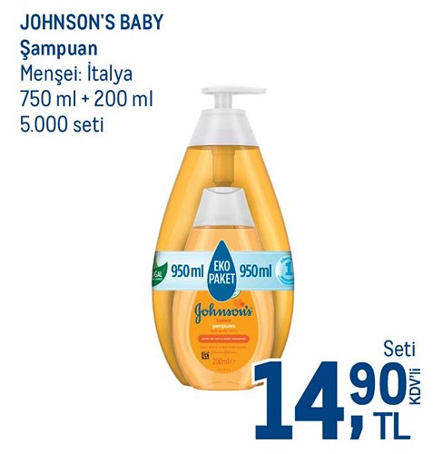 Johnson's Baby Şampuan 750 ml+200 ml image