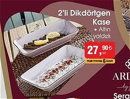 Arden 2'li Dikdörtgen Kase Altın Yaldızlı image